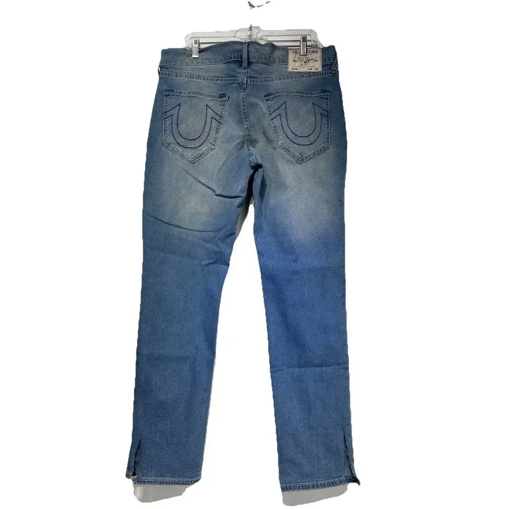 True Religion Geno Jeans Mens Size 36 Denim Medium Golden Wash Relaxed Slim